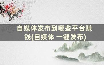 自媒体发布到哪些平台赚钱(自媒体 一键发布)